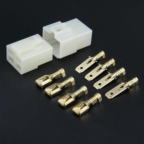 6Pcs Electrical Multi Plug Connector Terminal Block Kit - 6.3mm 6 Way Pin Socket Male&Female for Motorcycle, Bike, Car, Boats