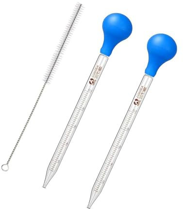 Pipeta de Vidrio de Líquido, Pipetas Cuentagotas, Gotero de Cristal, Pipeta de 10 ML, con Cepillo de Limpieza, Pipeta de Cristal, para Laboratorio, Comida, Investigación, Medicina, Escuela