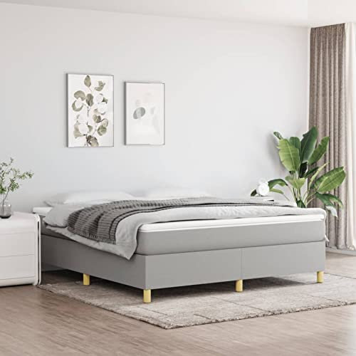 Festnight Boxspringbett 180x200 mit Matratze Polsterbett 180x200 Doppelbett Bett ohne Kopfteil Hellgrau Taschenfederkernmatratze Stoff Boxspringbett mit Matratze Bett mit Matratze Bett mit Lattenrost