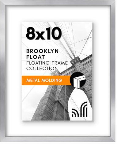 Americanflat Schwebender Aluminium-Bilderrahmen mit bruchfestem Glas, Verwendung als 20,3 x 25,4 cm Bilderrahmen oder 12,7 x 17,8 cm großer Bilderrahmen – Signature Float Collection – Bilderrahmen für