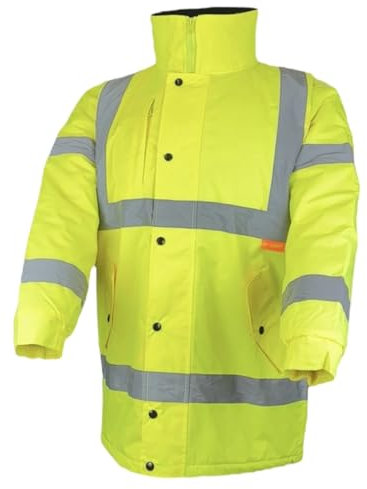 High-Vis Yellow EN343 Parka: Waterproof, warm & ultra-reflective (Class 3) (UK, Alpha, XXL, Regular, Regular, Yellow)