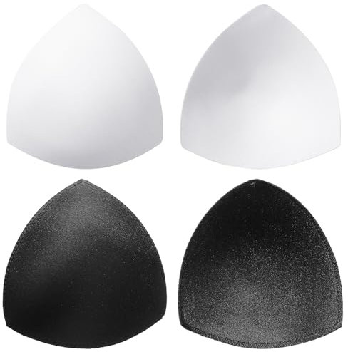 BBTO 2 Pairs Bra Pads bikini Inserts removable sports bra padding replacement Triangle Shape Insert Comfortable Breathable(5.91 x 5.71 Inches,Black, White)