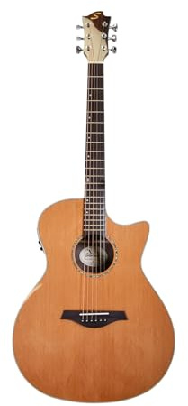 Sevinia Electro-Acoustic Guitar, Grand Auditorium Style with Solid Cedar Top & Rosewood Back & Sides, 3-Band EQ, Tuner, Rosewood Fingerboard, Okoume Neck Padded Bag & Strap Included