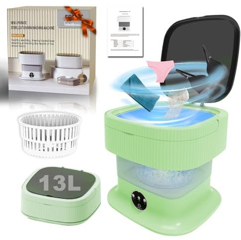 Camping Waschmaschine, 14L Mini Waschmaschine mit Schleuder 3 Modi, Klein Waschmaschine, Washing Machine Small Tiefenreinigung von Unterwäsche, Babykleidung, Socken, Handtücher für Wohnungen, Hotel