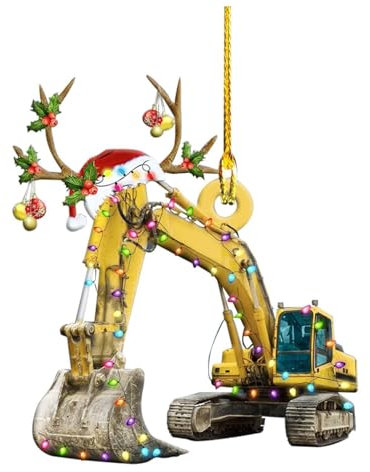 Weihnachtsbaumschmuck,Christbaumschmuck Feuerwehrauto Fahrzeug LKW Boot Bagger Figur Weihnachtsbaum-Anhänger Weihnachtsdekoration (9)