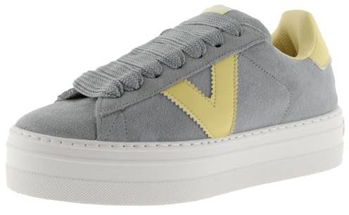 victoria Low-Top Barcelona Ciclista Spaltleder & Plattform & Kontrast-Teile 1092175 für Damen Azul 39