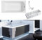 VBChome Baignoire 120 x 70 cm - Blanc - Support de baignoire en acrylique - Support pour éclairage LED - Support en polystyrène - Siphon - Baignoire rectangulaire - Design moderne - Bonde d'écoulement