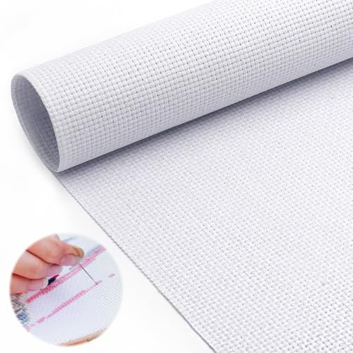 YDHfdc Kreuzstich Stoff Weiß 1,5 x 1 m Aida Stoff zum Sticken 11 Count Sticken Stoff Stickstoff zum Sticken Leinenstoff Meterware Stramin zum Sticken, Nähen, DIY, Basteln