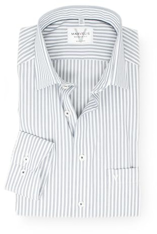 Marvelis Herren Businesshemd Langarm Non-Iron Modern Fit,Gestreift,New Kent