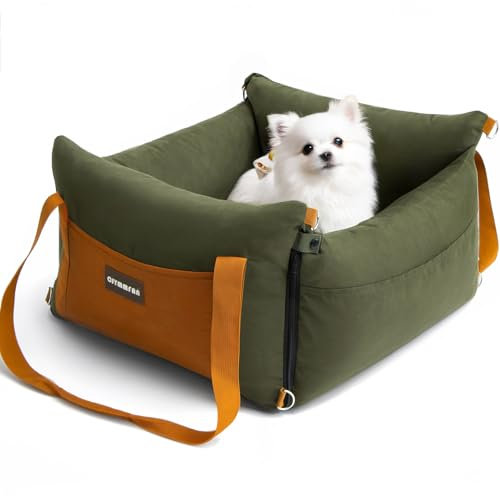 Siege Auto Chien Voiture pour Petite et Moyenne Moins de 15kg, Panier Chien Voiture Portable avec Aire de Repos Extensible, Siège Auto Détachable pour Le Transport avec Clip de Sécurité