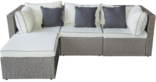 Salon de Jardin Bas en résine tressée Kuba - 3 Places - Gris