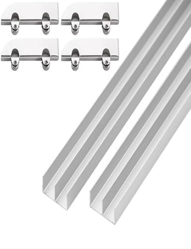 Rail en Verre Acrylique de 5 mm, Porte coulissante à Double Voie, Rail de Guidage de poulie de Porte coulissante à Double glissière en Alliage d'aluminium(80cm/31.5in)