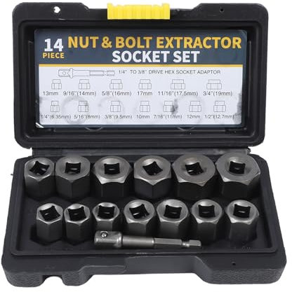 VOBOR 14PCS Bolt Muttern Extraktor Buchse Chrom Molybdän Stahl Gestreift Lug Nuss Entferner Zum Entfernen von Beschädigten Gefrorenen Muttern Schrauben