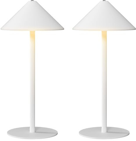 HOMCOM Tischlampe 2er Set Tischleuchte mit 3 Lichtfarben, Aufladbare USB A+C Nachttischlampe mit Touch-Schalter für Wohnzimmer, Schlafzimmer Metall, Weiß