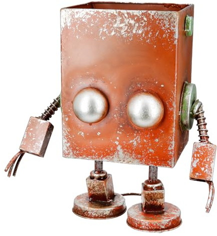 Casablanca Übertopf Robotic aus Metall - Rostbraun - antikfinish - Höhe 38cm x Breite 34cm - Roboterform