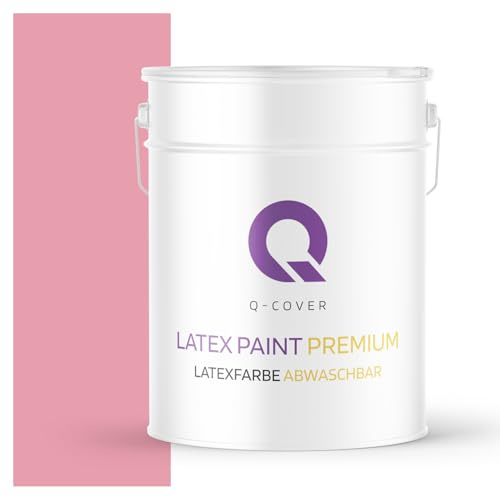 Q-COVER Latexfarbe Abwaschbar 10L (ca.70m2) Rosa Farbton Innenfarbe Wandfarbe Deckenfarbe Klasse 2 Mattfarbe Für Allergiker Scheuerfest Geruchlos Frei Von Voc