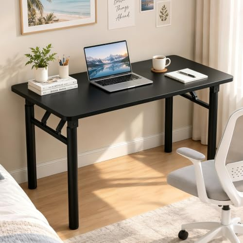 HDHNBA Computer Desk No Assembly Required, Study Writing Table Space Saving Foldable Desks for Living Room, Home Office