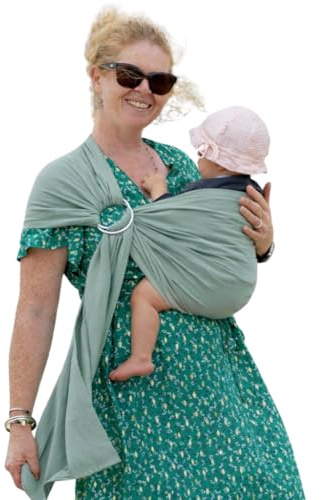 Naturioù - Simply Sling - Écharpe de Portage Bébé Sans Noeud 100% Coton - Tissu Fin - Vert Amande
