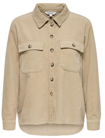 ONLY Damen Hemdjacke Beige xx_s | Langarm, Casual, Bei max. 30 grad waschen