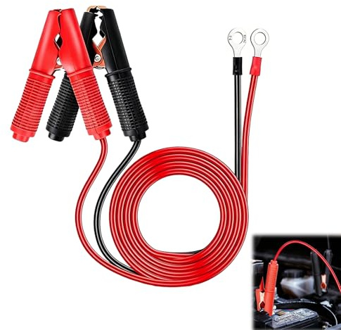 2 Pièces 30A Pinces Crocodile 12V/24V, 1m Pince Crocodile Electrique Clips Cuivrés avec Fusible 30A, Cable de Demarrage Voiture pour Voiture Moto Bateau Chargeur de Batterie, Connexion Rapide et Sûre