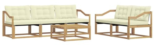 vidaXL Outdoor-Sofagarnitur 6 pcs Weiß und Creme 79 x 79 x 37 cm, Garten-Sofa, modernes Ecksofa, Robustes Loungemöbel, stilvolle Terrasse, Bequeme Sitzgruppe