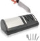 FISHTEC Affilacoltelli da Cucina Elettrico - Affilatura + Lucidatura a 2 livelli - Coltello metallo o ceramica - Dischi abrasivi diamantati - 21CM - Nera