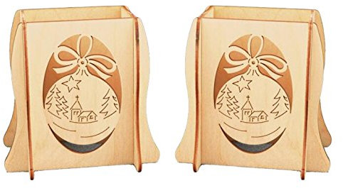 Erzwelt Original Erzgebirge 2er Set Lichterbogenerhöhung Weihnachtskugel Erhöhung Sockel Lichterbogenerhöhung, Holz, Beige, 11 x 12 x 8 cm, 2 Einheiten