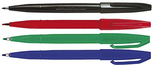 Sign Pen S520 Fibre-Tip Pen Line Width 1 mm (Basic Colours) Black, Red, Green and Blue