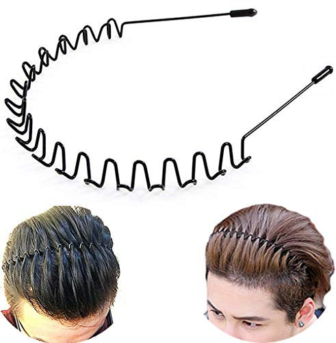 lofuanna Metall-Haarbänder für Männer und Frauen, Stirnbänder, Schönheitspflege, Unisex, schwarz, gewellt, Frühling, Sport für Männer, Haarband, Reifenklammern, Damen, Zubehör, einfach, elastisch, ru