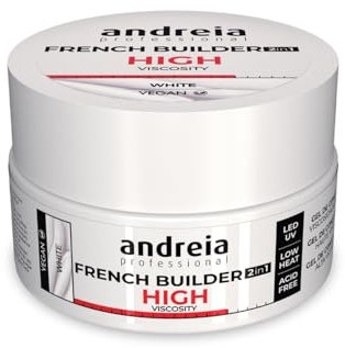 Andreia Professional Gel de Construction pour French Manucure - Formule Haute Viscosité - Gel Biphasique de Construction 2-en-1 UV & LED Professionnel pour Renforcer l'Ongle - Pot 22g - Couleur Blanc