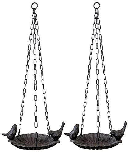 Selections Hanging Cast Iron Garden Wild Bird Bath/Feeder (Set of 2)