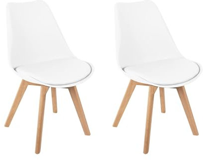 HJhomeheart Esszimmerstuhl 2er Set, Massivholzbeine, Abnehmbares Stuhlkissen, Küchenstuhl, Moderner Stuhl (Weiß-2)