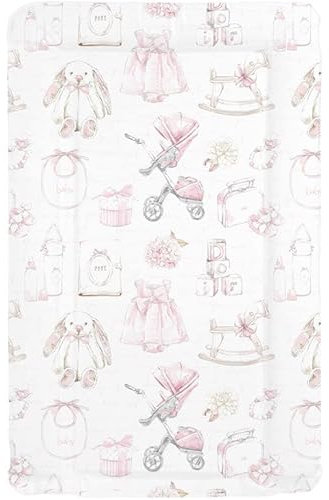 Baby Nursery Waterproof Soft Padded Changing Mat Raised Soft Edges Easy Wipe Clean Nappy Change Pad Cute Lovely Animal Design for Girl Boy (Vintage Pink)