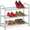 Relaxdays Zapatero, 6 Pares Zapatos, Bambú, 48x60x25 cm, Soporte Metal Calzado, Estrecho, 3 Baldas, Pasillo, Plateado, Acero