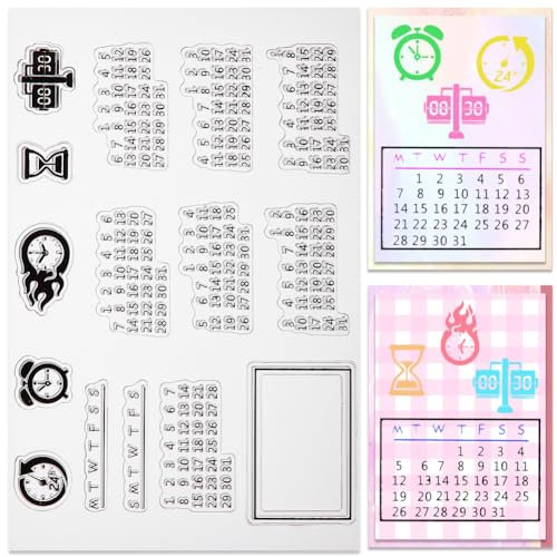 craspire Kalender, Transparente Stempel, Planer, Woche, Monat, Gummi-Silikon-Stempelsiegel, Transparente Silikonstempel Für Journaling, Kartenherstellung, DIY, Scrapbooking, Handgefertigtes Fotoalbum