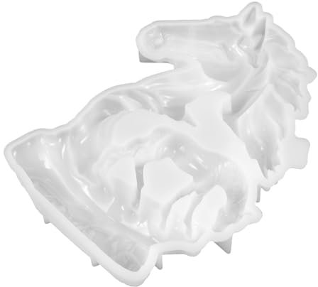 TEHAUX Pferd Silikonform Wildtier-Silikonform Pferdekerzenform Pferde-Bastelformen große Tierharzform de Abs epoxidharz Beton Statue Pferdekopf Kunsthandwerk 3d Kuchenform Kieselgel Weiß