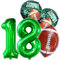 XL American Football Set + Zahlenballon 18 Grün Rugby Ball Sport 18 Party Motto Folienballons Deko Dekoration Super Bowl, 18 Geburtstag GOAT Ballon Feier 18 Birthday deco neu (Set + Zahl 18)