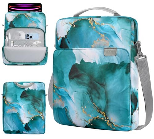 TiMOVO 13 Pulgadas Funda para Tableta Bolso con Bandolera para iPad Air 13, iPad Pro 13, iPad Pro 12.9, Galaxy Tab S9+/S9 Plus/S10+/S10 Plus/S9 FE+/S9 FE Plus 12.4, Pavo Real Azul