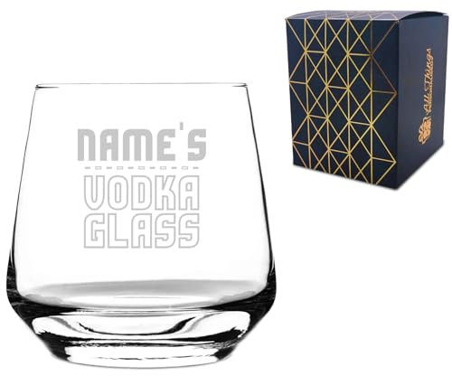 Personalised Engraved Novelty Vodka Short Tallo Tumbler Glass with 'Name's Vodka Glass' Design, Customise with Any Name for Any Occasion, Gift Box Included, Laser Engraved