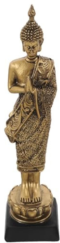SEWACC Stehende Buddha-Statue Aus Kunstharz Meditations-Buddha-Figur Chinesische Feng-Shui-Skulptur Asiatische Göttin Buddha Für Heimbüro Zen-Dekor