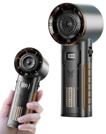 Yaindhi Portable Handheld Turbo Fan,Speed(1-100) Adjustable Mini Fan,4000mAh Battery USB Rechargeable Personal Fan,Digital Display,Gifts for Women Men Travel/Camping/Outdoor (Black)