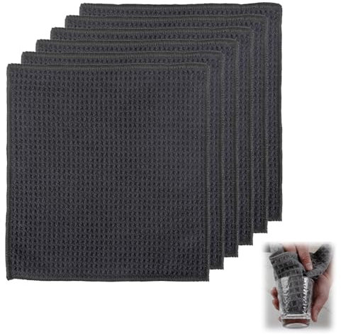6 Stück Spüllappen, Waffeltücher Mikrofasertuch Barista Tuch Geschirrtücher Microfiber Waffle Weave Dish Cloths Küchenhandtücher Extrem Saugstarke Waschbar & Wiederverwendbar - Bad Kuche Gastronomie