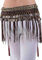 MUNAFIE Damen Samt Tribe Style Bauchtanz Hüfttuch mit Münzen Bauchtanz Kostüm Damen Bauchtanz Gürtel Fransen Rock Braun