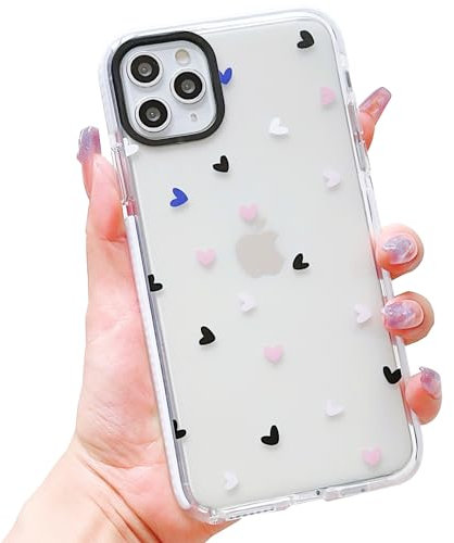 ECZOIL Compatible for iPhone 11 Pro Case,Cute Clear Heart Cartoon for Women Girl Soft TPU Shockproof Anti-Yellow Protective Phone Case for iPhone 11 Pro-Heart