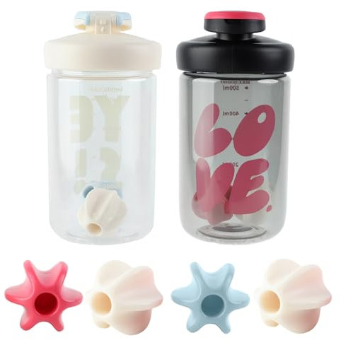 Greyoe 2 pièce Proteine Shaker Protein 500ml, Fitness Hommes et Femmes Sport Haute Shaker de Haute Qualité Tritan+PP+Silicone,