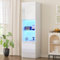 Moimhear Hochglanz Vitrine mit LED-Beleuchtung, 1 Glasboden, 45x35x160cm, Vitrine, freistehende Vitrine, Hochschrank, Lagerschrank (Weiß)