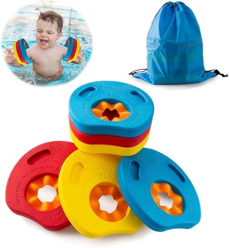 Schwimmscheiben für Kinder 6Pcs Schwimmen Float Discs mit Aufbewahrungstasche Arm Schwimmplatte Eva Rund Delphin Schwimmscheiben Geeignet für Junge Mädchen im Alter von 3-6 Jahren Schwimmen zu Lernen