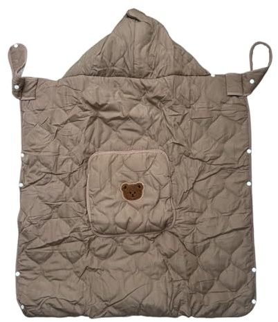 NOENNULL Weiche, Atmungsaktive Babytrage-Abdeckung mit Kapuze, Universeller Kapuzenpullover für Kinderwagen, Winddichtes Kleinkind-Umhang, Kinderwagendecke für Outdoor-Abenteuer, mit (Kaffee)