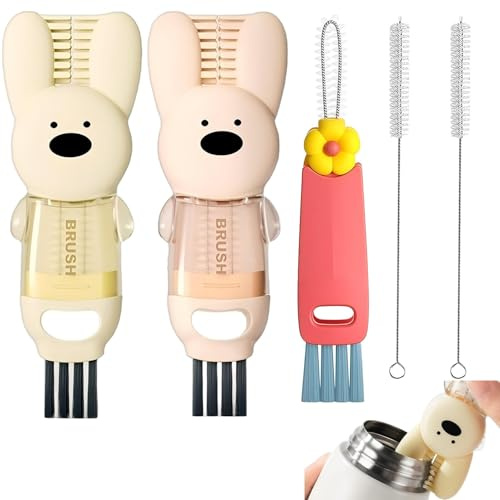 4 in 1 Cup Lid Gap Cleaning Brush, 6 Pack Multifunctional Bottle Cup Lid Crevice Cleaning Brushes Essential Portable Versatile Deep Clean Cups, Straws & Tight Spaces Cleaning Tools for Home Kitchen