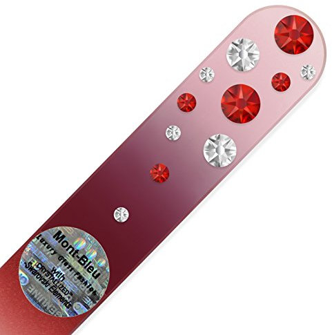 Mont Bleu Handgefertigte Glasnagelfeile von Hand dekoriert mit crystals from Swarovski - Tschechische Kristallnagelfeile - Echtem gehärteten Glas aus Tschechien